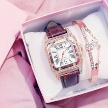Load image into Gallery viewer, Fashion Women Leather Strap Watches Luxury Ladies Quartz Wristwatches Elegant Women Diamond Watch Clock Relogios Femininos
