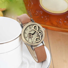 Load image into Gallery viewer, Fashion Women Watches Elegant Musical Note Carving Decorate Leather Strap Wristwatch Ladies Casual Quartz Watch For Gift LXH