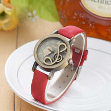 Load image into Gallery viewer, Fashion Women Watches Elegant Musical Note Carving Decorate Leather Strap Wristwatch Ladies Casual Quartz Watch For Gift LXH