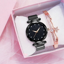 Load image into Gallery viewer, Luxury 2pcs Women Watches Bracelet Set Fashion Elegant Magnet Buckle Ladies Starry Sky Watch Set Relogio Feminino Dropshipping
