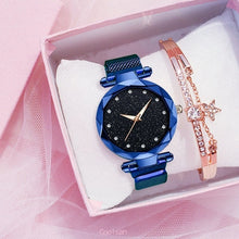Load image into Gallery viewer, Luxury 2pcs Women Watches Bracelet Set Fashion Elegant Magnet Buckle Ladies Starry Sky Watch Set Relogio Feminino Dropshipping
