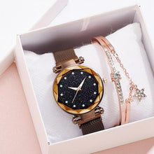Load image into Gallery viewer, Luxury 2pcs Women Watches Bracelet Set Fashion Elegant Magnet Buckle Ladies Starry Sky Watch Set Relogio Feminino Dropshipping
