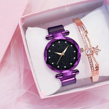 Load image into Gallery viewer, Luxury 2pcs Women Watches Bracelet Set Fashion Elegant Magnet Buckle Ladies Starry Sky Watch Set Relogio Feminino Dropshipping
