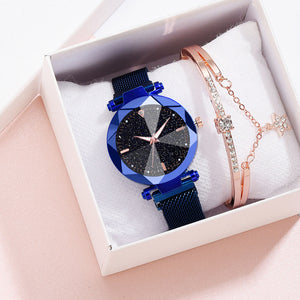 Starry Sky Luxury Women Watches And Bracelet Elegant Ladies Watches Women's Quartz Wristwatch Young Girl Watchproof Reloj Mujer