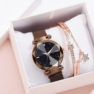 Starry Sky Luxury Women Watches And Bracelet Elegant Ladies Watches Women's Quartz Wristwatch Young Girl Watchproof Reloj Mujer