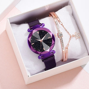 Starry Sky Luxury Women Watches And Bracelet Elegant Ladies Watches Women's Quartz Wristwatch Young Girl Watchproof Reloj Mujer