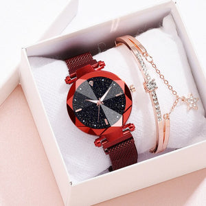Starry Sky Luxury Women Watches And Bracelet Elegant Ladies Watches Women's Quartz Wristwatch Young Girl Watchproof Reloj Mujer