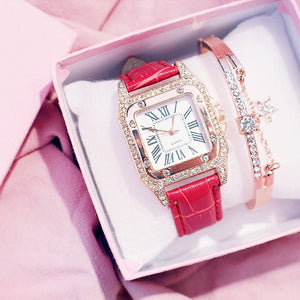 Fashion Women Leather Strap Watches Luxury Ladies Quartz Wristwatches Elegant Women Diamond Watch Clock Relogios Femininos