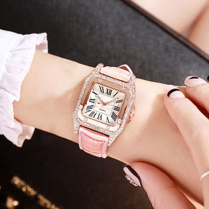 Fashion Women Leather Strap Watches Luxury Ladies Quartz Wristwatches Elegant Women Diamond Watch Clock Relogios Femininos