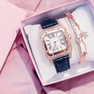 Fashion Women Leather Strap Watches Luxury Ladies Quartz Wristwatches Elegant Women Diamond Watch Clock Relogios Femininos