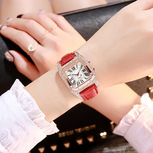 Fashion Women Leather Strap Watches Luxury Ladies Quartz Wristwatches Elegant Women Diamond Watch Clock Relogios Femininos