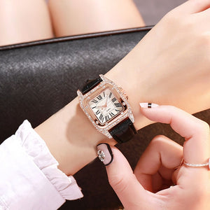 Fashion Women Leather Strap Watches Luxury Ladies Quartz Wristwatches Elegant Women Diamond Watch Clock Relogios Femininos