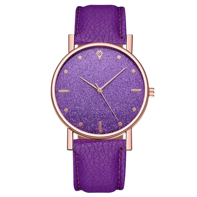 Female Elegant Analog Quartz Wrist Watch Leather Band Luxury Star dial Diamond relogio feminino Bracelet Women Watch Girl Clock