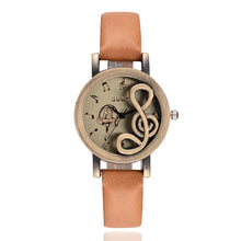 Load image into Gallery viewer, Luxfacigoo Women Watches Elegant Musical Note Carving Decorate Leather Strap Wristwatch Ladies Casual Quartz Watch TT@88
